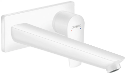 Смеситель для раковины Hansgrohe Talis E, скрытого монтажа, встраиваемый/настенный, однорычажный, фиксированный излив, длина 22,5 см, керамический, латунь, цвет матовый белый, незапираемый сливной набор