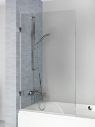 Душевая шторка на ванну Riho VZ Scandic NXT X107, 100х150 см, прозрачное стекло/профиль черный, распашная, плоская/панель, левая, левосторонняя, (душевая шторка для ванны)