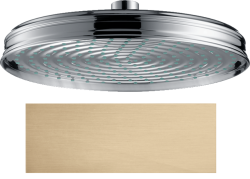 Верхний душ AXOR Montreux 240, настенный/потолочный монтаж, круглый, с 1 режимом, размер 24 см, металлический, цвет: шлифованная бронза, для душа/ванной