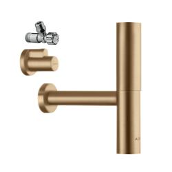 Сифон Axor Flowstar дизайнерский, с угловым клапаном и крышкой, для раковины, бутылочный, G 1 ¼, гидрозатвор/мокрый затвор, горизонтальный/боковой выпуск (в стену), латунь, цвет шлифованная бронза