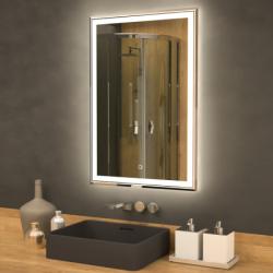 Зеркало Azario Melis 60x80 см, с LED/ЛЕД-подсветкой, прямоугольное, выключатель сенсорный, диммер, влагостойкое, для ванны, навесное/подвесное/настенное