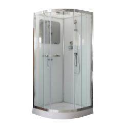 Душевая кабина Cerutti SPA Viva, 90х90 см, поддон низкий, четверть круга, угловая, стекло прозрачное, заднее белое, (без гидромассажа), с крышей, профиль хром, закрытая