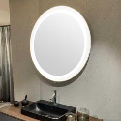 Зеркало Duravit Happy D.2 Plus, 70х70х4,7 см с LED/ЛЕД-подсветкой, круглое, подвесное/настенное, узор лучи, сенсорный выключатель, диммер, без подогрева, для ванной