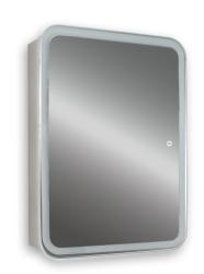 Зеркальный шкаф Silver Мirrors Фиджи flip, 50х75 см, навесной, цвет белый/хром, зеркало с подсветкой LED/ЛЭД, сенсорный выключатель с функцией диммера, с 1 распашной дверцой/одностворчатый