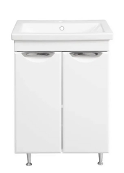 Тумба с раковиной GRADEONIKA Аура 60, 58,9х28,6х69,5 см, напольная, 2 распашные дверцы, МДФ/ЛДСП, прямоугольная, цвет белый, прямоугольная 51843