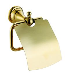 Держатель для туалетной бумаги Azario ELVIA с крышкой, золото, настенный/подвесной, нержавеющая сталь, форма прямоугольная, для туалета/ванной, бумагодержатель