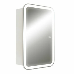 Зеркальный шкаф Silver Мirrors Фиджи-2 50 Flip, 50х75 см, подвесной, цвет белый, зеркало с подсветкой LED/ЛЭД, сенсорный выключатель, с диммером, с антизапотеванием, с 1 распашной дверцей