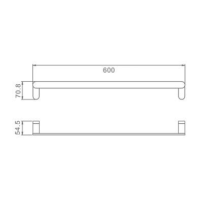 Полотенцедержатель Raglo R300.01, одинарный, 600 мм настенный, неповоротный, нержавеющая сталь, для полотенец в ванную/туалет/душевую кабину, цвет хром