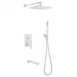 Душевая система ABBER Weiss Insel встраиваемая, цвет белый матовый, комплект: однорычажный, смеситель/излив/тропический душ (с верхней лейкой)/лейка/шланг, внутренний (скрытый) монтаж
