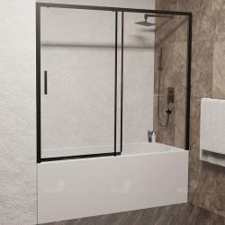 Душевая шторка на ванну RGW SC-45B, 170х150 см, прозрачное стекло, профиль черный, раздвижная двустворчатая, плоская/панель, правая/левая, правосторонняя/левосторонняя, универсальная, из закаленного стекла