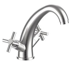 Смеситель для раковины/умывальника Esko Astana двухвентильный, неповоротный, фиксированный, длина излива 137 мм, нержавеющая сталь, цвет хром AA26S