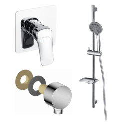 Душевая система Aquatek Вега встраиваемая, цвет хром, комплект: однорычажный смеситель/душевой гарнитур/подключение для шланга, без излива, внутренний (скрытый) монтаж