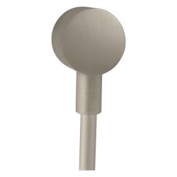 Шланговое подсоединение Axor Starck Fixfit, размер 6х6 см, цвет шлифованный никель, круглое, настенное, латунное, с клапаном обратного тока, подключение для душевого шланга