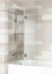 Душевая шторка на ванну Riho VZ Scandic NXT X500 Space Saver, 91,5х150 см, прозрачное стекло/профиль черный, распашная, плоская/панель, правая, правосторонняя, (душевая шторка для ванны)