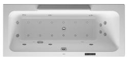 Ванна Duravit DuraStyle 170х75 см гидромассажная, встраиваемая/пристенная, акриловая, цвет: белый, с ножками/сливом-переливом, без фронтальной панели, прямоугольная, с системой гидромассажа Combi-System L, c наклоном для спины справа, правая