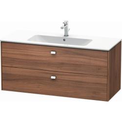 Тумба под раковину Duravit Brioso, 122х47,9х56,1 см, подвесная, 2 выдвижных ящика, ДСП, цвет: орех матовый/хром, шкафчик навесной, механизм доводчика, прямоугольная, правая/левая, в ванную комнату