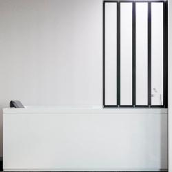 Душевая шторка на ванну Veconi Palau PL-74BR, 120х150 см, прозрачное стекло/профиль черный, складная, плоская/панель, правая, правосторонняя
