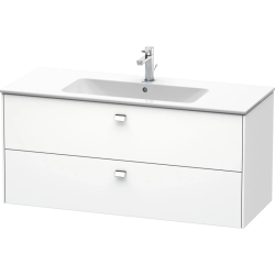 Тумба под раковину Duravit Brioso, 122х47,9x55,3 см, подвесная, 2 выдвижных ящика, ДСП, цвет: белый матовый/хром, шкафчик навесной, механизм доводчика, прямоугольная, правая/левая, в ванную комнату