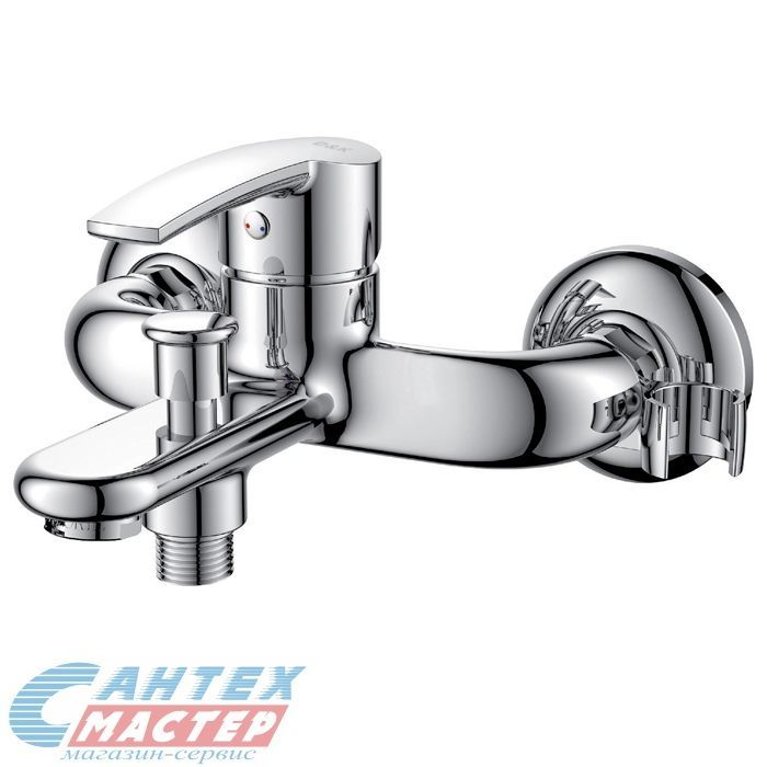 Смеситель для ванны/душа D&K Valerius Rhein однорычажный, керамический, настенный, излив короткий литой 166 мм, латунь хром, горизонтальный, фиксированный, однорукий, кран, комплект, сантехника, размер, характеристики, высота, расстояние (Д&K)