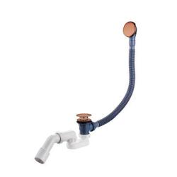 Слив-перелив Raglo R600.30.33, для ванны, 600 мм, готовый набор, с сифоном, латунь/пластик, цвет матовая медь, полуавтоматический с тросиком