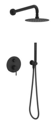 Душевая система Excellent Pi, встраиваемая, цвет черный матовый, комплект: однорычажный смеситель/тропический душ (с верхней лейкой)/лейка/шланг, латунь, скрытого монтажа