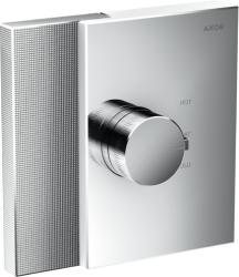 Смеситель для душа Axor Edge HighFlow, термостатический, с алмазной огранкой, скрытого монтажа, 1 потребитель, настенный, без излива/шланга/лейки, квадратный, латунный, цвет хром, с термостатом