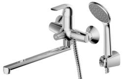 Смеситель для ванны/душа Bravat Simple, настенный, однорычажный, поворотный, длина 300 мм, керамический, латунь, цвет хром