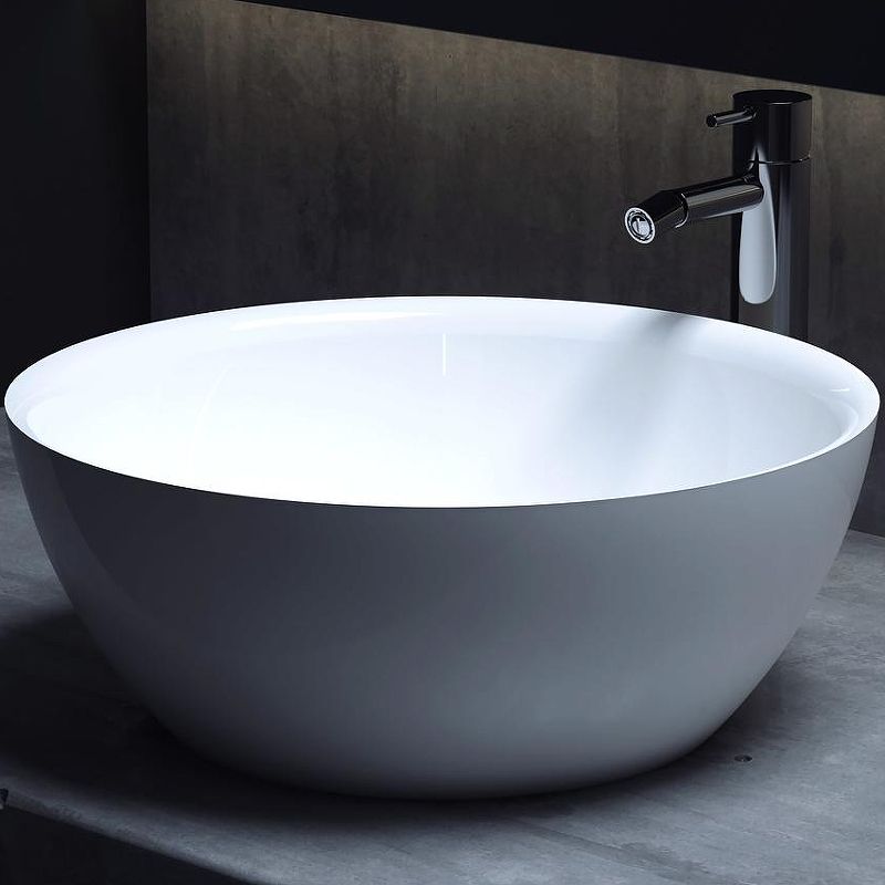 Раковина Salini GLORIA 310 43х43 мраморная, накладная, круглая/чаша, цвет белый матовый,  без отверстия под смеситель, без слива-перелива, на столешницу