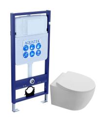 Комплект унитаза с инсталляцией Aquatek Сириус (Сет) c сиденьем микролифт, безободковый, без кнопки, без крепления, смыв Торнадо