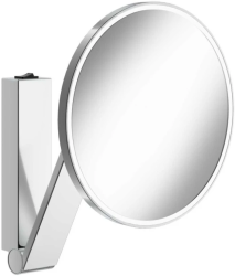 Зеркало Keuco iLook_ move косметическое, с подсветкой, круглое, настенное, увеличение x 5, с встроенным выключателем, хром, латунь