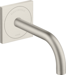 Смеситель для раковины AXOR Uno², электронный, сенсорный, инфракрасный, настенный/скрытый монтаж, фиксированный излив, длина 16,5 см, латунь, цвет под сталь, питание от сети 230V