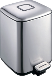 Ведро для мусора Boheme Q, с педалью, с крышкой, напольное, нержавеющая сталь, форма прямоугольная, для туалета/ванной/кухни, цвет нержавеющая сталь