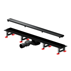 Душевой трап (лоток) AM.PM MasterFlow 800 мм комбинированный затвор с черной матовой решеткой, под плитку, выходная труба 40/50 мм, линейный