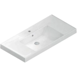 Раковина La Fenice Cubo 100, 100х48х18 см, полувстраиваемая, прямоугольная, цвет белый, керамическая, с отверстием под смеситель, слив-перелив, умывальник