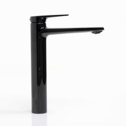 Смеситель для раковины/умывальника WasserKRAFT Glan, однорычажный, неповоротный, керамический, высокий, длина излива 166 мм, латунь, цвет черный