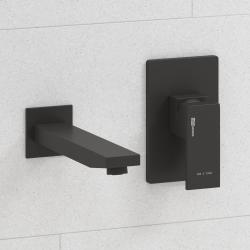 Смеситель для раковины/умывальника WasserKRAFT, встраиваемый, однорычажный, неповоротный, керамический, длина излива 206 мм, латунь, цвет черный матовый