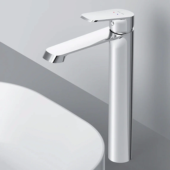 Смеситель для раковины/умывальника AM.PM Func, однорычажный, неповоротный, керамический, высокий, длина излива 170 мм, латунь, цвет хром