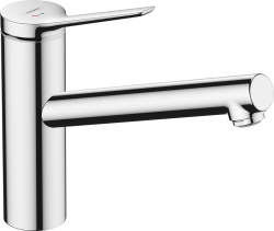 Смеситель для кухни/мойки Hansgrohe Zesis M33, 150 CoolStart EcoSmart 1jet, однорычажный, керамический, с поворотным изливом, длина 22 см, латунь, цвет хром