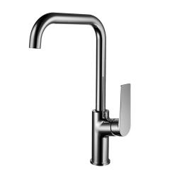 Смеситель для кухни/мойки Knotlor Muse однорычажный, поворотный, Г-излив высокий, длина излива 204 мм, латунь, цвет вороненая сталь