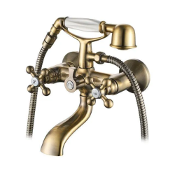 Смеситель для ванны/душа Accoona, настенный, двухвентильный, поворотный, керамический, длина излива 150 мм, латунь, цвет бронза