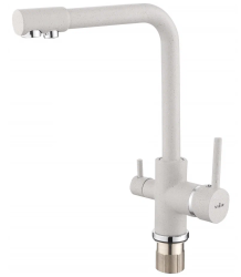 Смеситель для кухни/мойки VIEIR, биканальный, однорычажный, поворотный, керамический, длина излива 219 мм, латунь, цвет белый Смеситель для кухни/мойки VIEIR, биканальный, однорычажный, поворотный, керамический, длина излива 219 мм, латунь, цвет белый