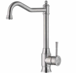 Смеситель для кухни/мойки ZorG Steel Hammer INOX, однорычажный, поворотный, керамический картридж, длина излива 247 мм, нержавеющая сталь, цвет нержавеющая сталь
