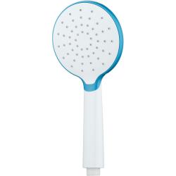 Лейка душевая Melodia Standard 100 мм L245 мм ручная, круглая, 1 режим, белый/голубой, ABS пластик, для душа/ванной MKP26119_wt