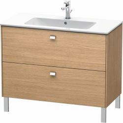 Тумба под раковину Duravit Brioso, 102х47,9х68,3 см, напольная, цвет: дуб европейский/хром, 2 выдвижных ящика, ДСП, прямоугольная, левая/правая, в ванную комнату