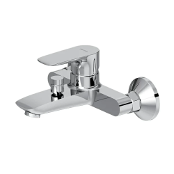 Смеситель для ванны/душа Damixa Origin Evo 2 однорычажный, хромированный, настенный, излив короткий, длина 126 мм, без шланга/лейки, литой, латунь хром, горизонтальный, фиксированный