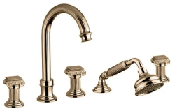 Смеситель для ванны/душа Cezares Olimp, на борт ванны, двухвентильный, неповоротный, длина 155 мм, керамический, латунь, цвет бронза