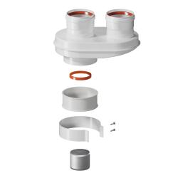 Адаптер моноблочный Okseler для перехода на двухтрубную систему D80/80 хомут, втулка в комплекте