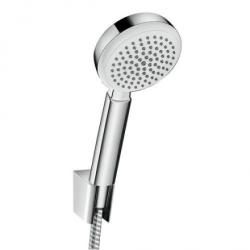 Душевой гарнитур Hansgrohe Crometta 100 1jet Porter, длина 160 см, комплект: ручной душ/шланг для душа/держатель для душа, пластиковый, цвет хром/белый, наружного монтажа, настенный, для душа/ванной
