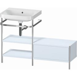 Консоль с раковиной Duravit Happy D.2 Plus c-bonded, 120х49х85 см, напольная, металл/ДСП 1 выдвижной ящик, 2 полки, правая, цвет: орех брашированный /умывальник, цвет белый, керамика, без отверстия под смеситель