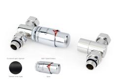 Автоматический терморегулятор Сунержа прямой G 1/2" НР х G 3/4" набор, цвет тёмный титан муар, хром